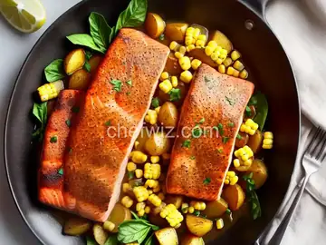 Spiced Salmon With Potatoes and Corn