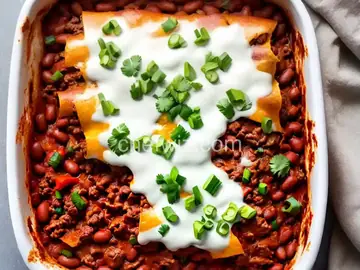Spicy Beef and Bean Enchilada Pie