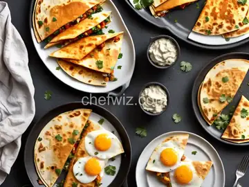 Spicy Chicken and Egg Breakfast Quesadillas