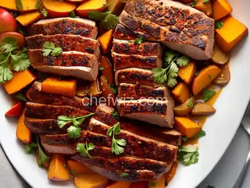 Spicy Pork Tenderloin with Apples and Sweet Potatoes