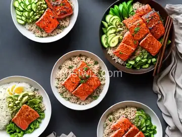 Spicy Salmon Bowls over Brown Rice