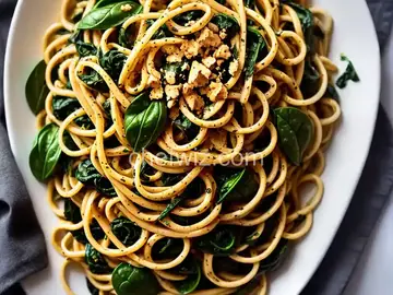 Spicy Spinach Linguine with Olive Oil and Garlic