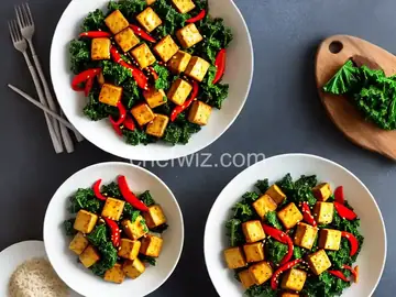 Spicy Stir-Fried Tofu With Kale and Red Pepper Recipe