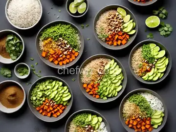 Spicy Sweet Potato and Green Rice Burrito Bowls