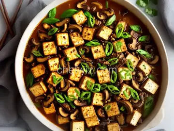 Spicy Tofu with Pickled Shiitake Mushrooms