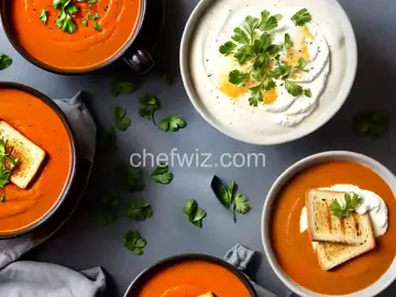 Spicy Tomato Bisque with Grilled Brie Toast