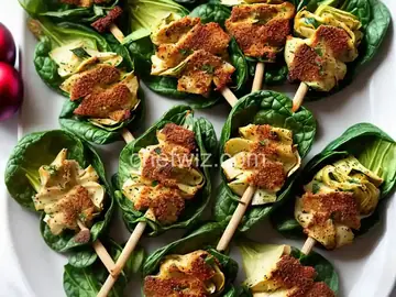 Spinach-Artichoke Christmas Tree Skewers
