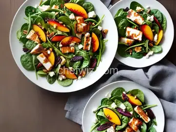Spinach, Nectarine, and Halloumi Salad
