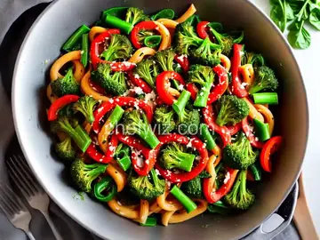 Spinach Pasta with Roasted Broccoli & Bell Pepper