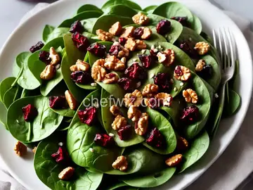 Spinach Salad with Dried Cranberries, Walnuts and Pomegranate Vinaigrette