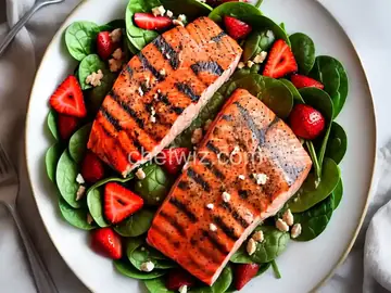 Spinach Salad with Grilled Salmon and Strawberries