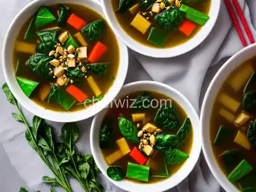 Spinach and Red Shen Choy in Garlicky Broth Recipe