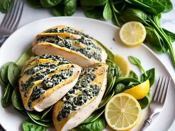 Spinach and Ricotta-Stuffed Chicken Breasts with Lemony White Wine Sauce