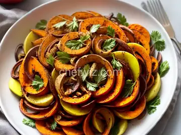 Spiralized Roasted Vanilla Sweet Potatoes and Apples