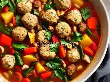 Spring Minestrone with Chicken Meatballs