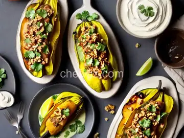 Squash Blossom Chile Relleno with Walnut Cream Sauce
