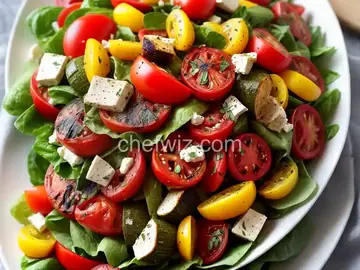 Stacked Tomato, Summer Vegetable and Grilled Bread Salad