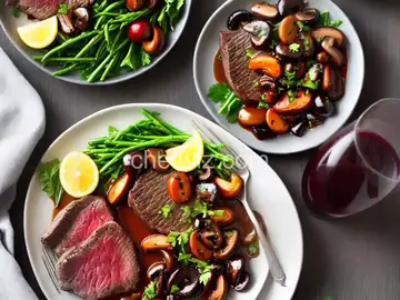 Steak with Red Wine Mushrooms Recipe