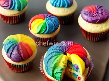 Steamed Rainbow Cupcakes