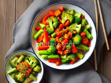Steamed Vegetables with Sesame-Chile Oil