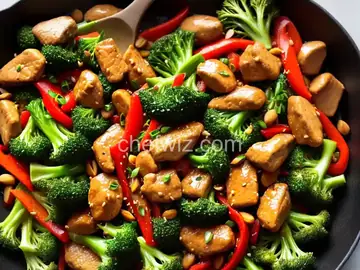 Stir-Fried Chicken with Broccoli, Water Chestnuts and Peppers