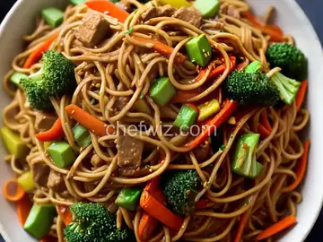 Stir-Fried Chow Mein With Four Vegetables Recipe