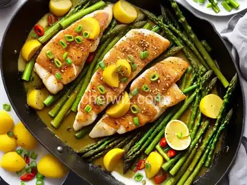 Stir-Fried Cod With Yellow Squash and Asparagus Recipe