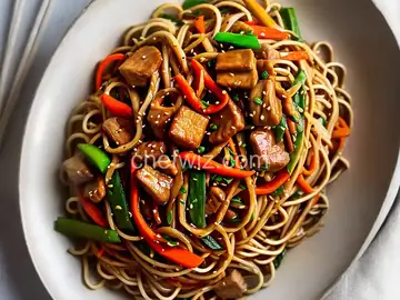 Stir-Fried Lo Mein Noodles With Pork and Vegetables Recipe