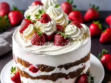 Strawberries and Cream Baileys Poke Cake