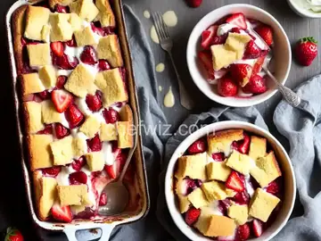 Strawberries and Cream Bread Pudding