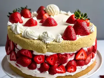 Strawberries and Cream Ice Cream Cake
