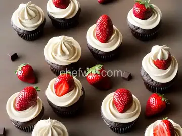 Strawberry-Chocolate Mini Cupcakes with White Chocolate Ganache