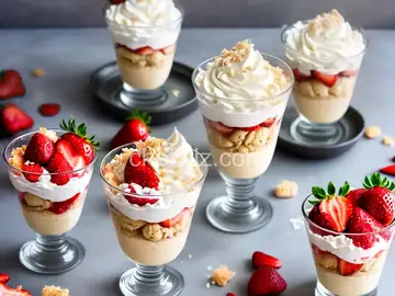 Strawberry Cream Parfaits with Coconut Macaroons