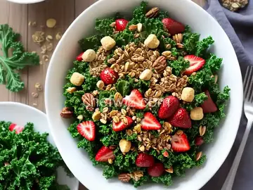 Strawberry Kale Salad with Nutty Granola Croutons