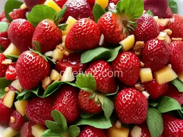 Strawberry-Sauced Crunchy Fruit Salad