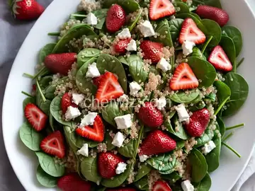 Strawberry and Spinach Salad with Quinoa and Goat Cheese