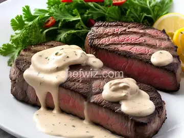 Strip Steak with Pepper Cream Sauce