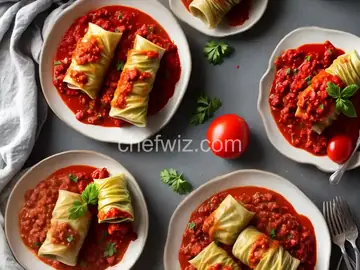 Stuffed Cabbage Rolls with Tomato Sauce