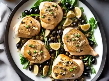 Stuffed Chicken Breasts with Artichoke Hearts, Feta Cheese, Capers, and Black Olives