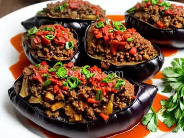 Stuffed Eggplant With Crispy Beef