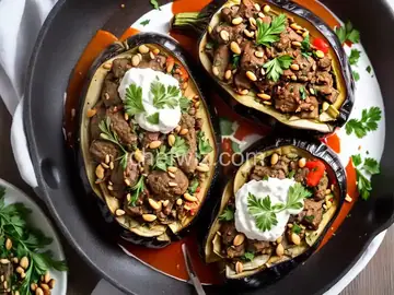 Stuffed Eggplant with Lamb and Pine Nuts from 'Jerusalem'