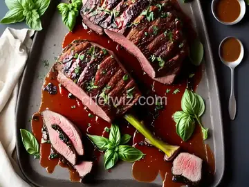 Stuffed Leg of Lamb with Balsamic-Fig-Basil Sauce