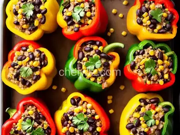 Stuffed Peppers with Corn, Black Beans, and Pepperjack