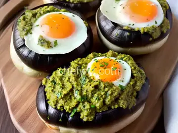 Stuffed Portobello Mushrooms with Egg and Pesto