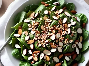 Sugar Toasted Almond Spinach Salad