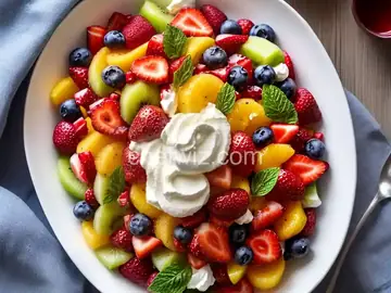 Summer Fruit Salad with Whipped Cream