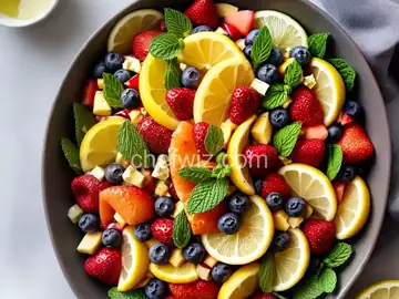 Summer Fruit Salad with a Lemon, Honey, and Mint Dressing