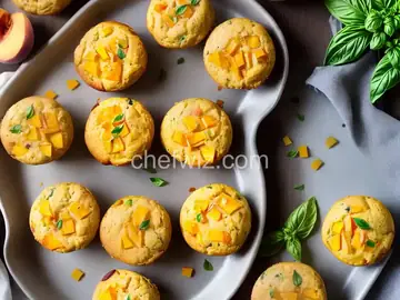 Summer Peach, Basil & Cheddar Muffins