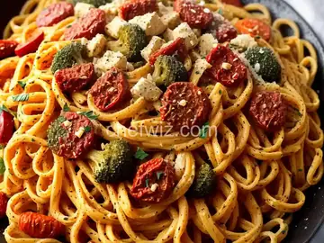 Sun-Dried Tomato Pesto Pasta with Roasted Vegetables