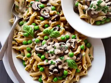 Sunny's Easy Mushroom, Peas and Pasta with 1-2-3 Alfredo Sauce